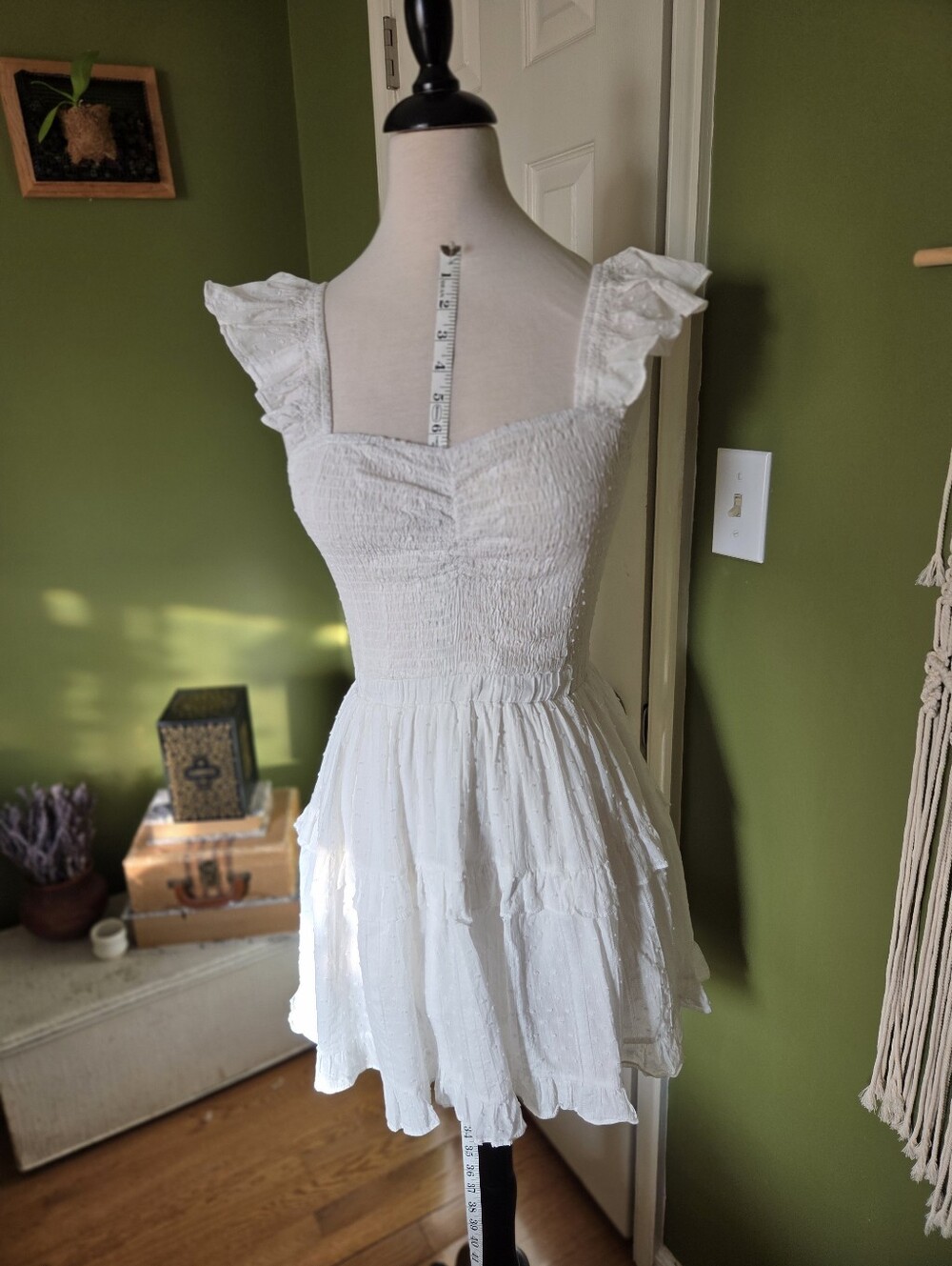 Mable White Ruffle Mini Dress Size S